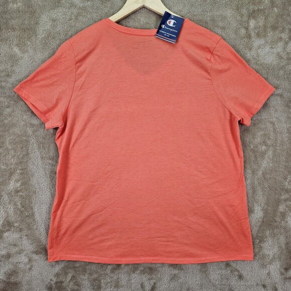 NWT Champion T-Shirt V Neck Women's Sz XXL 2XL Orange Pink Pullover Short Sleeve - Picture 2 of 10